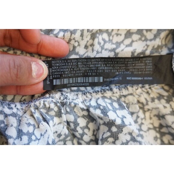 Zara Black & White Abstract Floral Print Long Sleeve Mini Dress - Size S - Picture 5 of 10